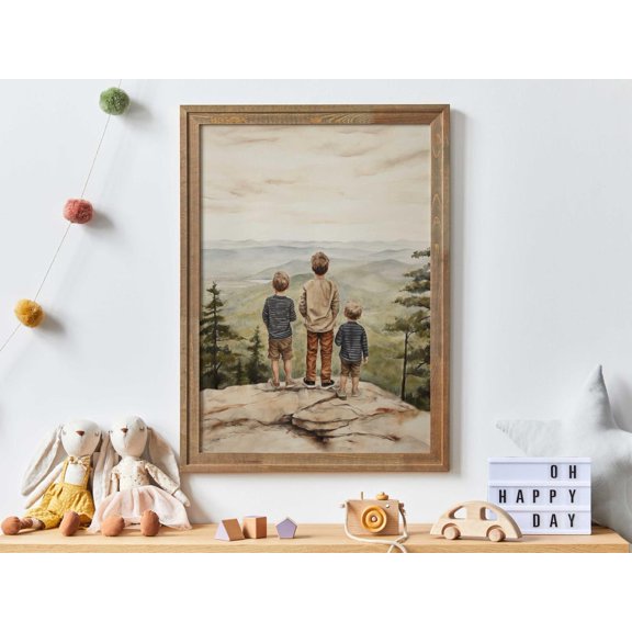 Brother Room Decor Shared Bedroom Three Brothers Art, Stretched Canvas 8x10in