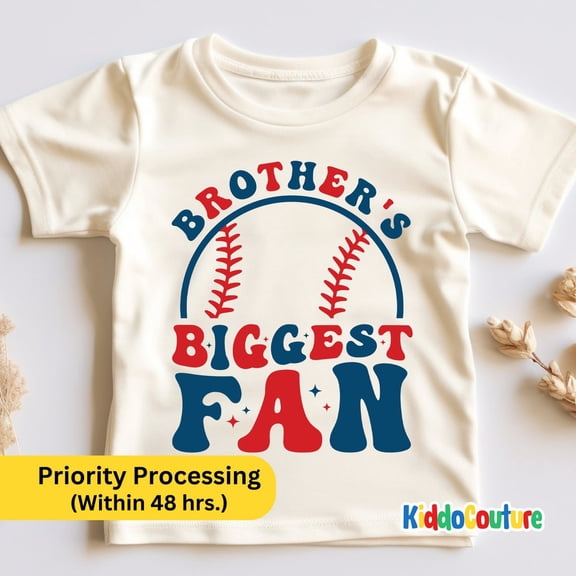Brother'S Biggest Fan Shirt, Baseball Biggest Fan Shirt, Little Brother Shirt, Retro Baseball Biggest Fan Tee, Baseball Brother Kids Tee TODDLER SHORT SLEEVE TEE BELLA CANVAS 3001T
