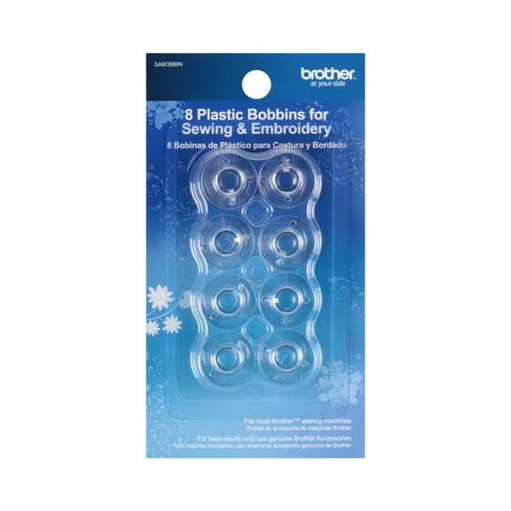 Brother SABOBBIN Bobbin Pack, 8 Piece Fits Most Brother Sewing Machines, Clear Durable Design