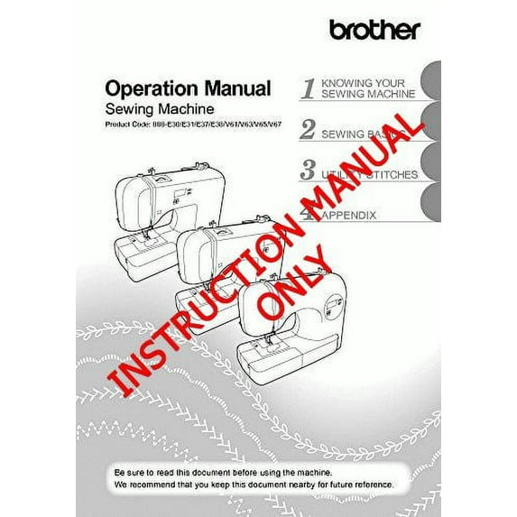 Brother SC707 Sewing Machine Owners Instruction Manual