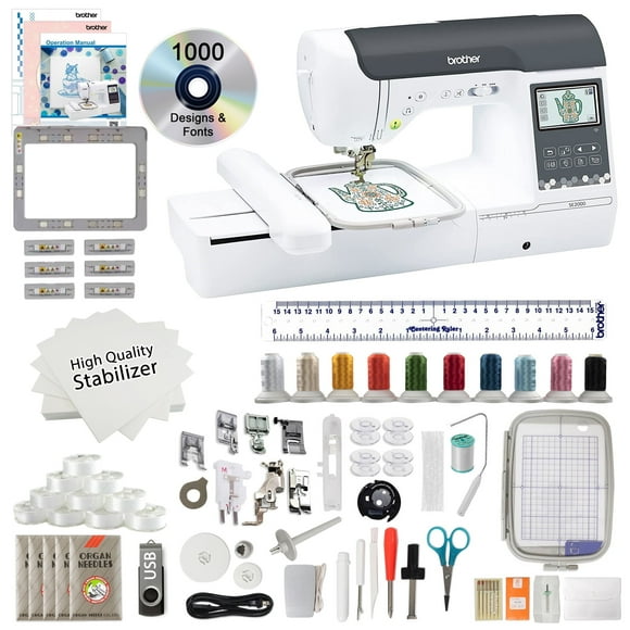 Brother SE2000 5" x 7" Computerized Sewing and Embroidery Machine with Bonus Brother Magnetic 4” x 7” Frame SAMF180N