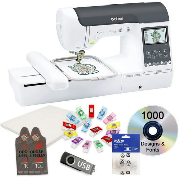 Brother SE2000 Computerized Sewing and Embroidery Machine, 5" x 7" Hoop Area, LCD Touchscreen   $199 Bonus Bundle