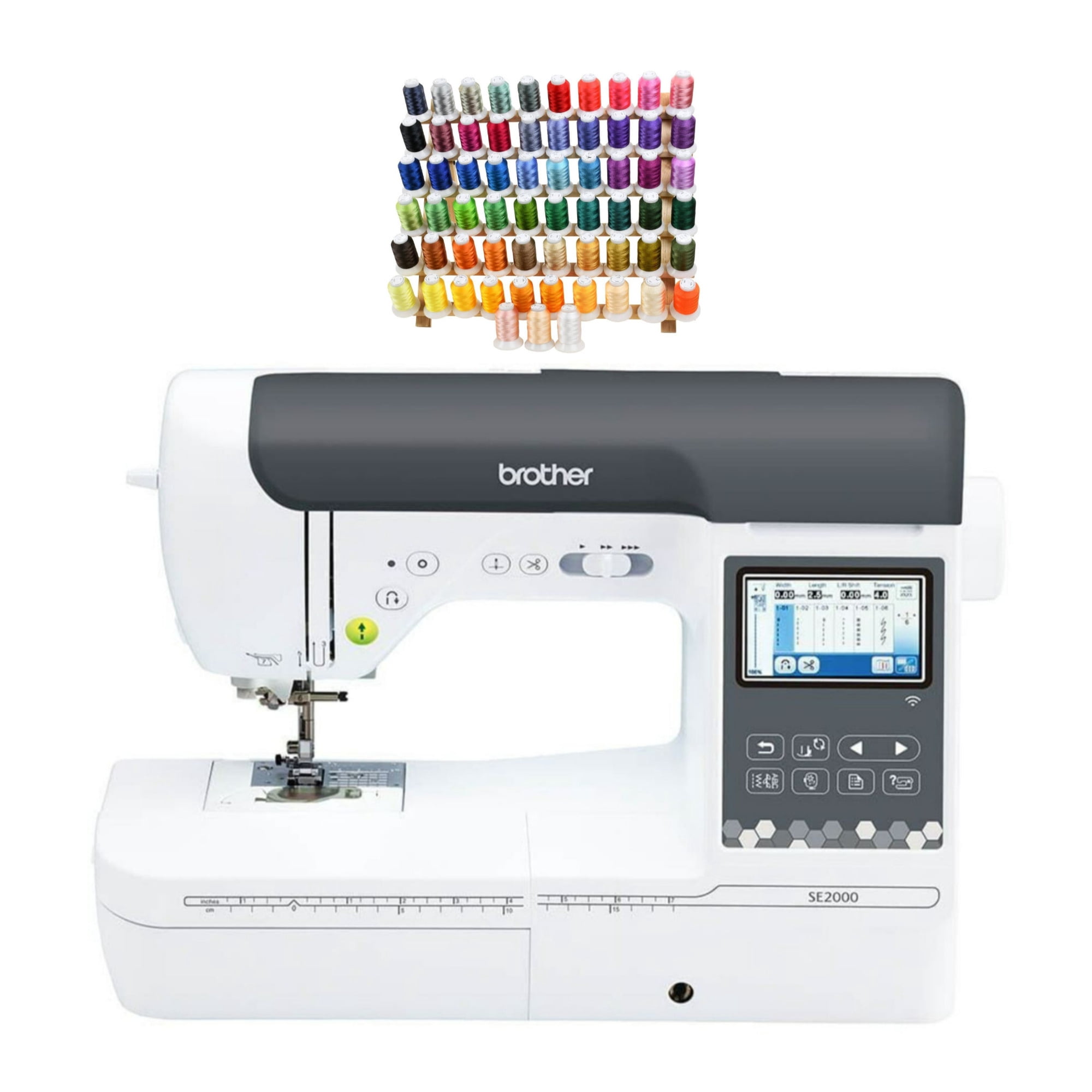 Brother SE2000 Computerized Sewing and Embroidery Machine with Built-In Designs LCD Display and 63 Spool Thread Set Bundle (2 Items)