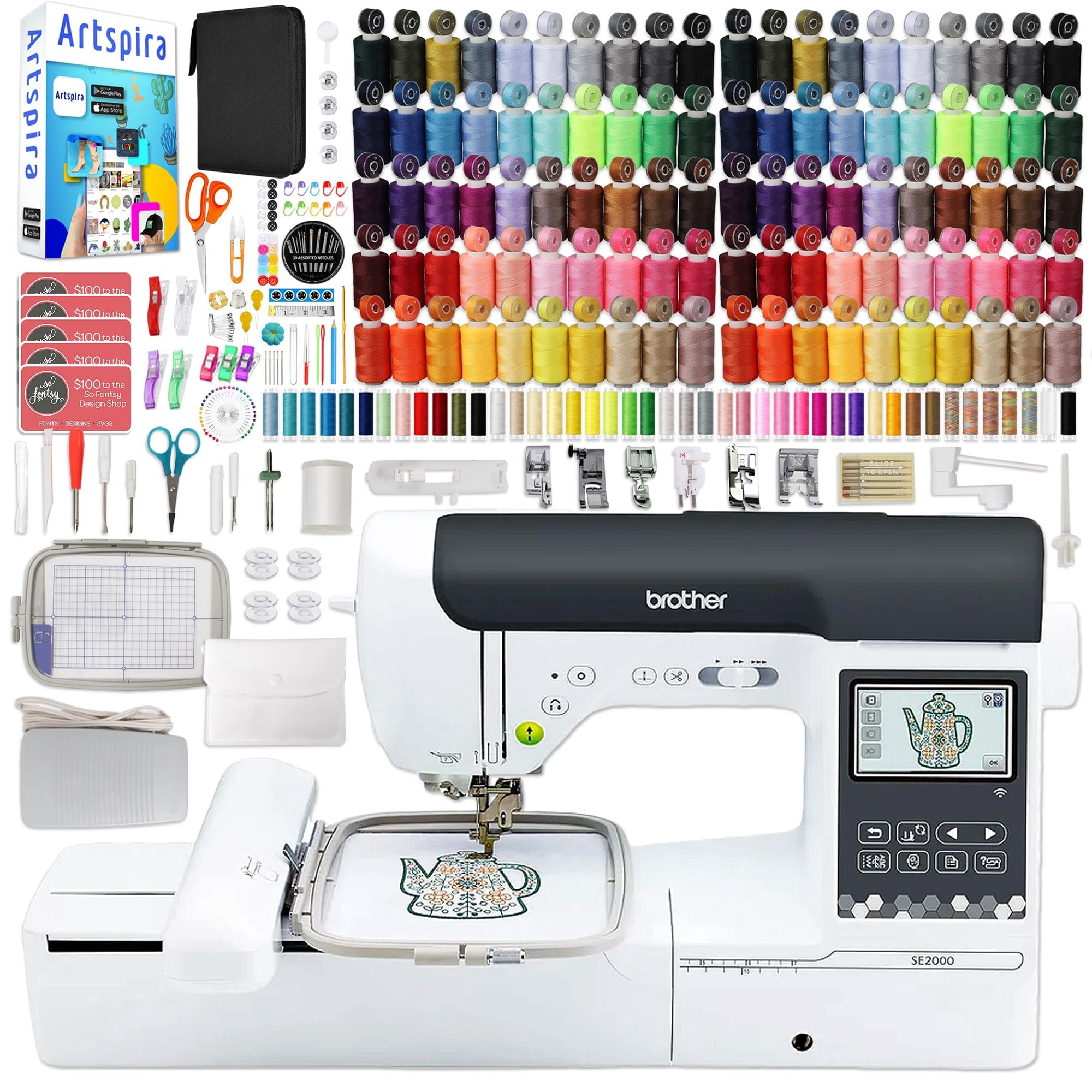 Brother SE2000 Embroidery & Sewing Machine w/ Deluxe Sewing Bundle