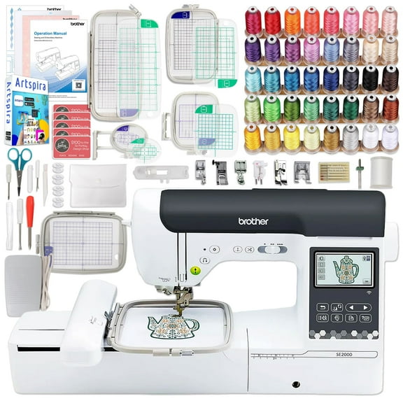 Brother SE2000 Embroidery & Sewing Machine with Hoop Set & Embroidery Threads