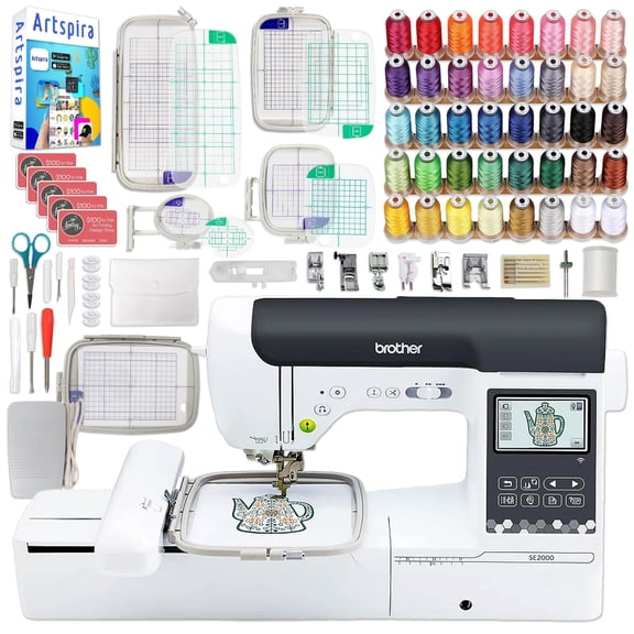 Brother SE2000 Embroidery & Sewing Machine with Hoop Set & Embroidery Threads