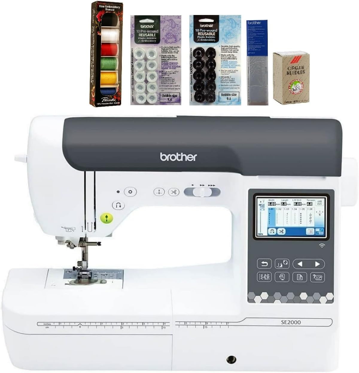 Brother SE2000 Sewing and Embroidery Machine, 6-Piece Thread Set, 20 ...