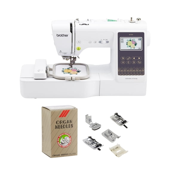 Brother SE700 Elite Computerized LCD Touchscreen Sewing and Embroidery Machine Bundle with Embellishment Pack and Needles (3 Items)