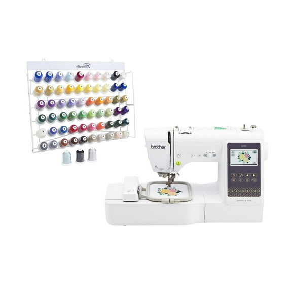 Brother SE700 Elite Computerized LCD Touchscreen Sewing and Embroidery Machine Bundle with Thread Set (2 Items)