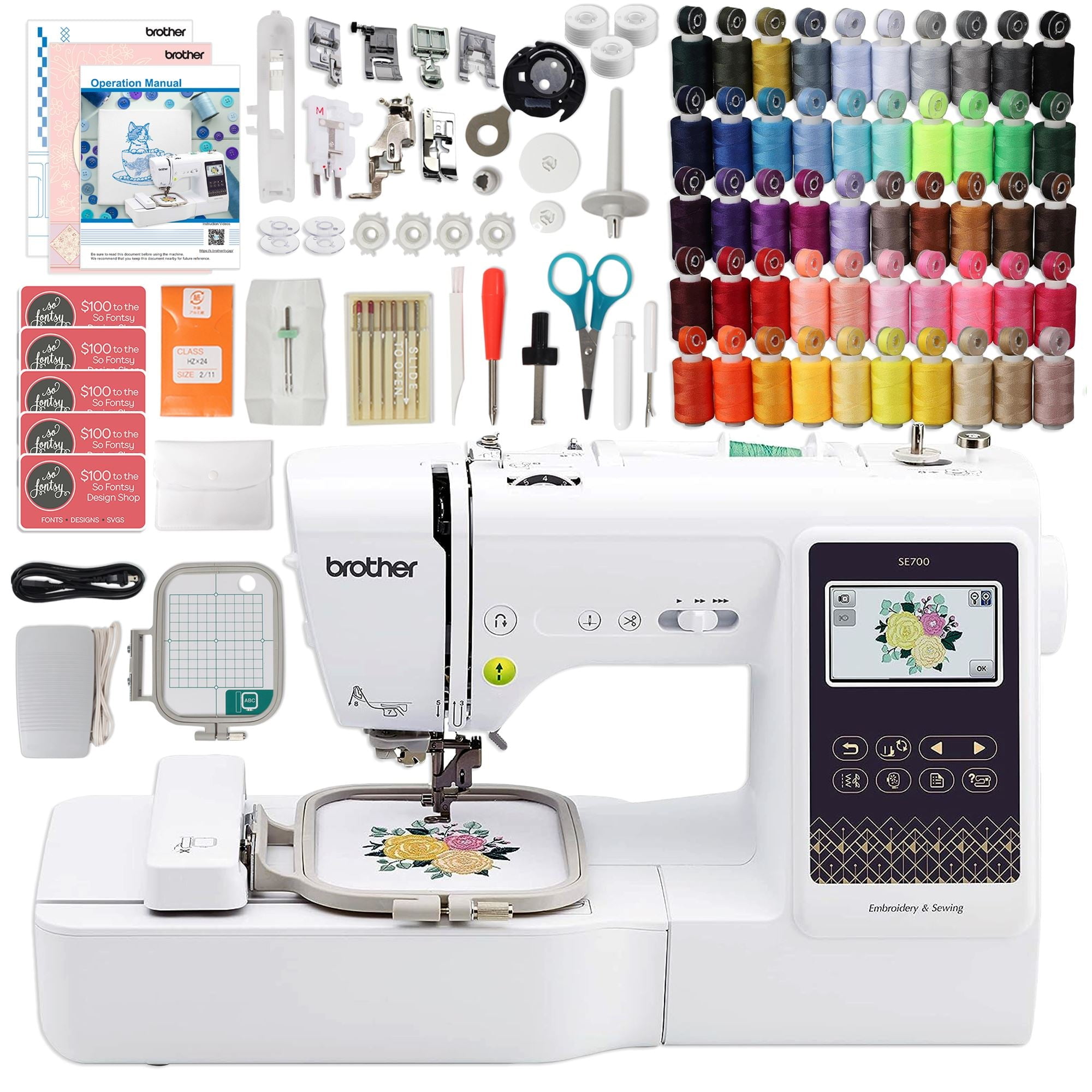 Brother SE700 Embroidery &amp;amp; Sewing Machine w/ 50 Spools, Bobbins &amp;amp; Accessories