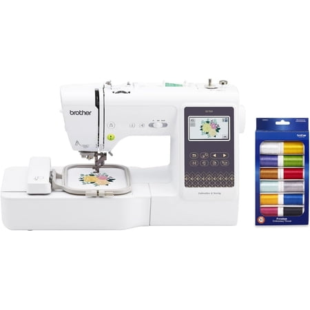 Brother SE700 Sewing and Embroidery Machine, Wireless LAN Connected, 135 Built-in Designs, 103 Built-in Stitches, SAEMB12 12-Color Premium Embroidery Thread Set Included