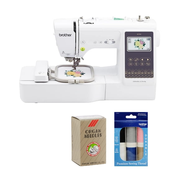 Brother SE700 Sewing and Embroidery Machine, Wireless LAN Connected, Computerized, 4" x 4" Hoop Area, Premium Sewing Thread 6 Spools, 75/11 Size Embroidery Needles 100 Count
