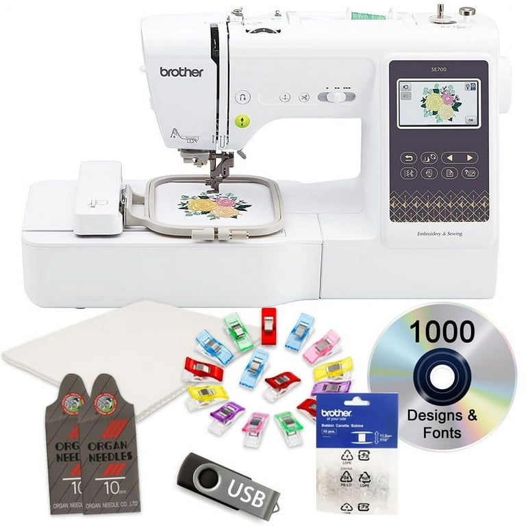  Brother SE700 Sewing and Embroidery Machine, Wireless LAN  Connected, 135 Built-in Designs, 103 Built-in Stitches, Computerized, 4 x  4 Hoop Area, 3.7 Touchscreen Display, 8 Included Feet