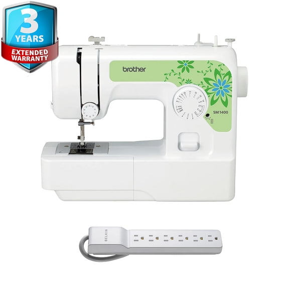 Brother SM1400 14-Stitch Sewing Machine w/ 6-Outlet Surge Protector +3Yr Wty