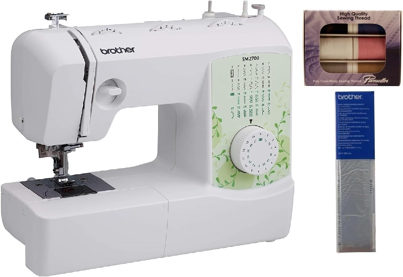 Brother SM2700 27-Stitch Free Arm Sewing Machine, SASC706 Pacesetter Thread Pack, and SA520 Water Soluble Stabilizer
