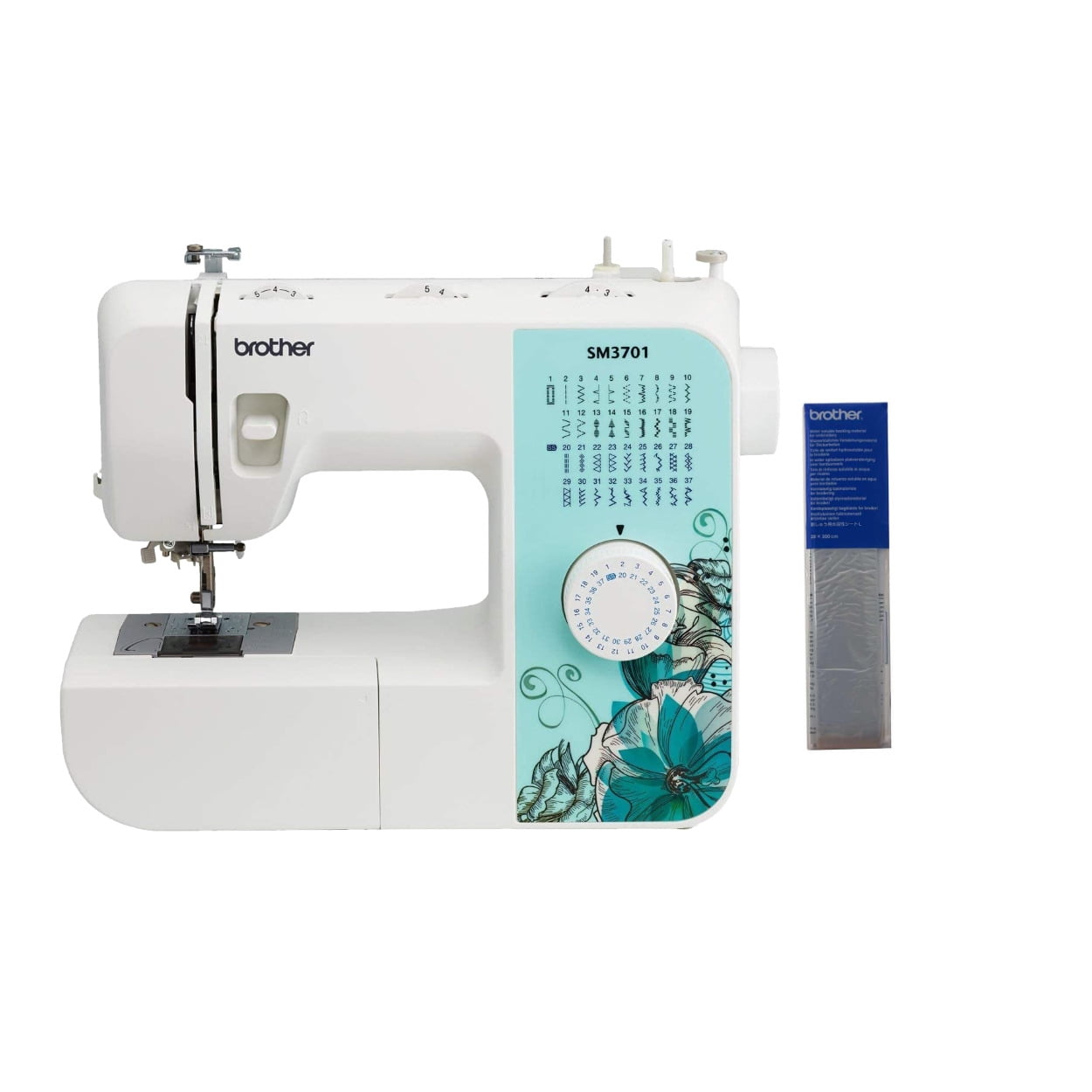 Brother SM3701 37-Stitch Sewing Machine (Multicolor) Bundle with Stabilizer Roll (2 Items)