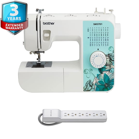 Brother SM3701 37-Stitch Sewing Machine w/ 6-Outlet Surge Protector +3Yr Wty