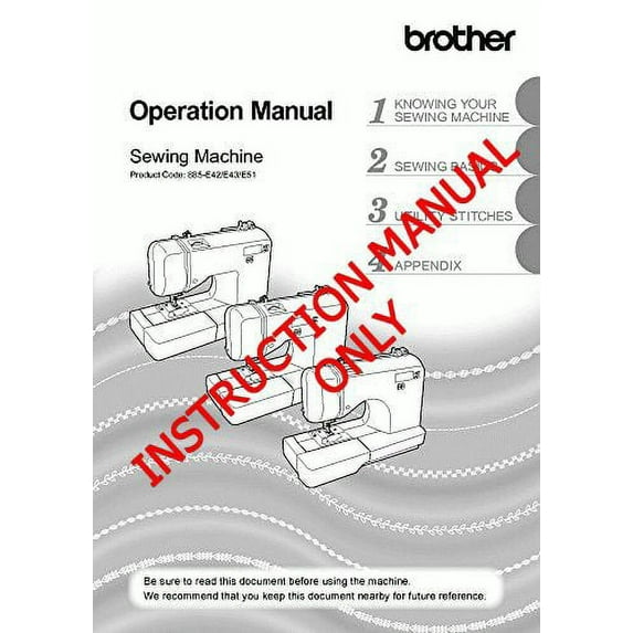 Brother SQ9310 Sewing Machine Owners Instruction Manual
