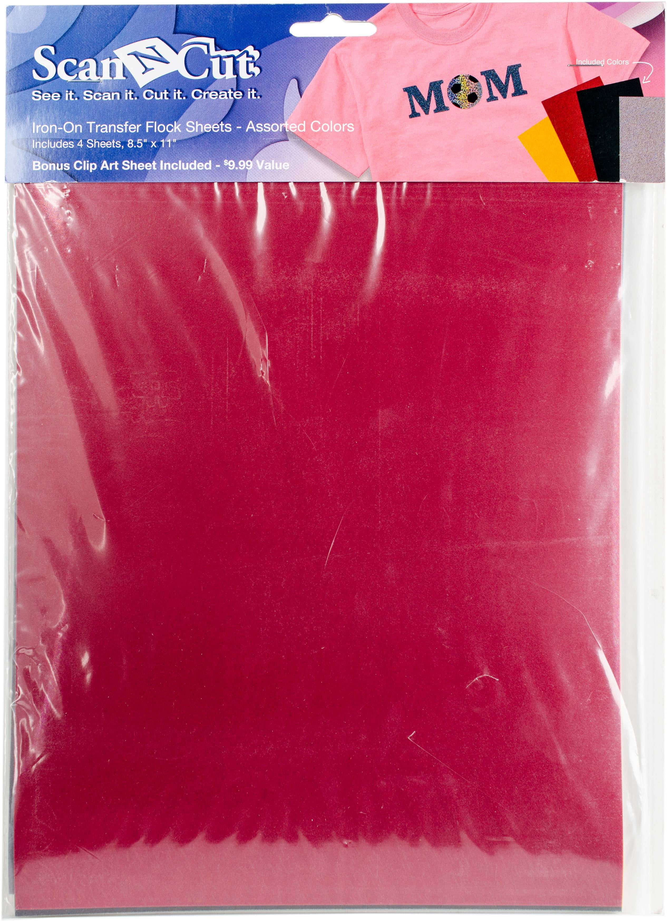 Brother ScanNCut 8.5"X11" Iron-On Transfer Flock Sheets-Assorted-Yellow, Red, Black, Gray