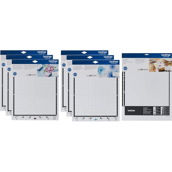 Brother ScanNCut DX Mats, 12" x 12" Standard and Low Tack Adhesives, 3 Each, and 12" x 12" Non-Tack Scanning Mat