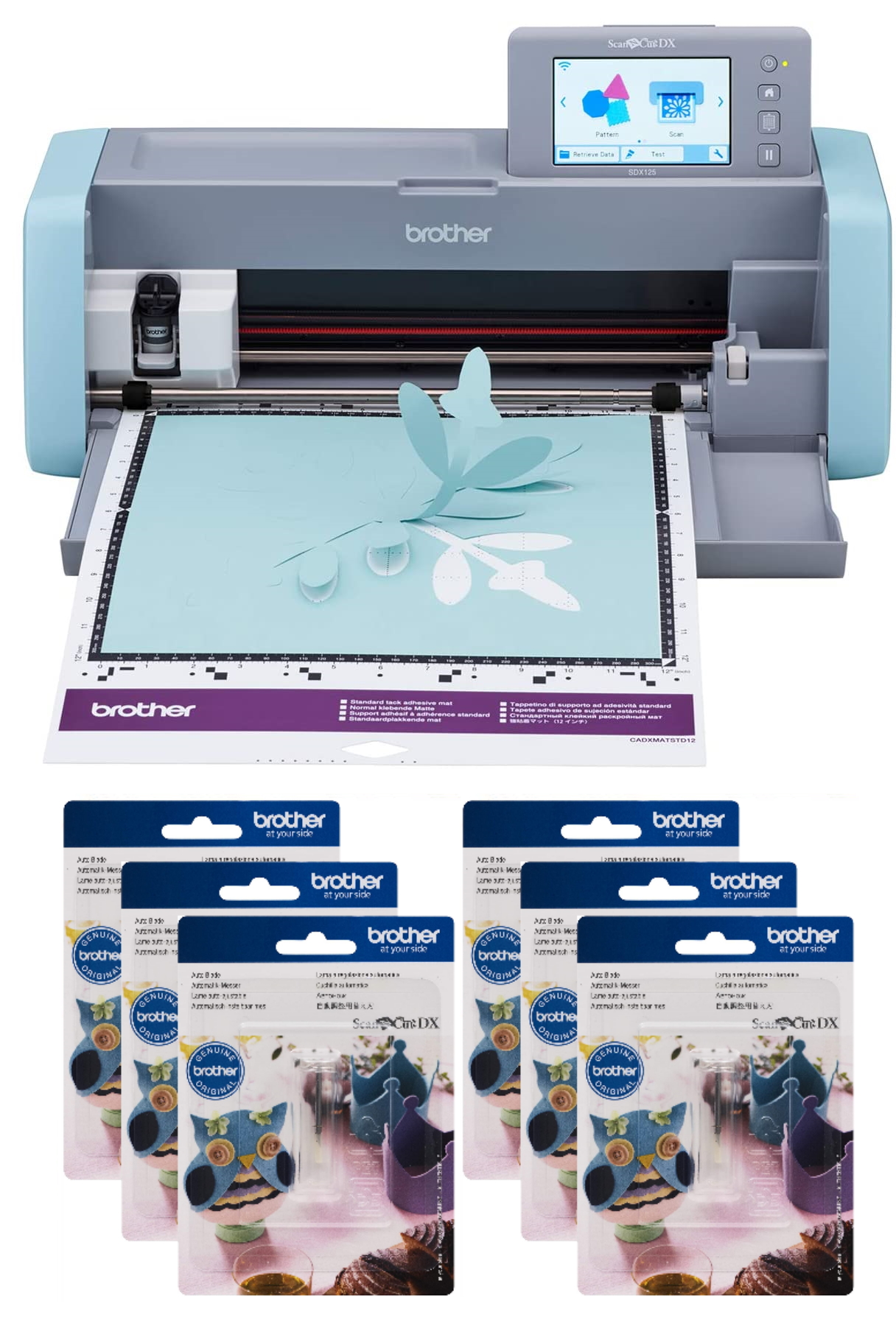Brother ScanNCut SDX125e DIY Cutting Machine with Scanner and 6 CADXBLD1 Replacement Blades