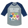 thumbnail image 1 of Brother Shark Shirt for Boys Baby Shark Birthday Outfit Big Brother Raglan Shirt Jawsome Brother Blue 4T, 1 of 5