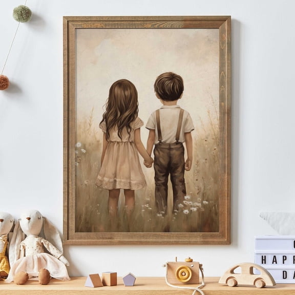 Brother & Sister Wall Art Adventure Toddler Decor Siblings Portrait Boy And Girl Print Boy Girl Twin Wall Art Kids Room Art