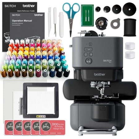 Brother Skitch PP1 4" x 4" Embroidery Machine with 80 Spools Thread Bundles