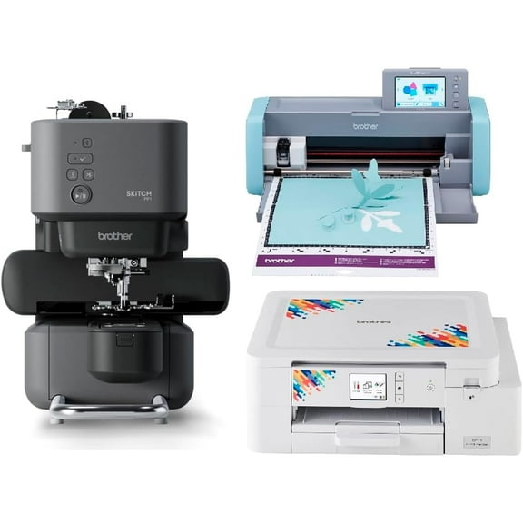 Brother Skitch Single-Needle Embroidery Machine, ScanNCut SDX125E Electronic Cutting Machine with Scanner, and SP1 Sublimation Printer