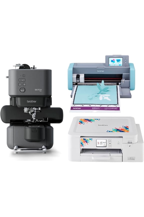Skitch Single-Needle Embroidery Machine, ScanNCut SDX125E Electronic Cutting Machine with Scanner, and SP1 Sublimation Printer
