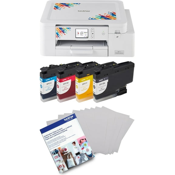 Brother Sublimation Printer, 4-Color Sublimation Ink Cartridges and 100 Sheets Sublimation Paper