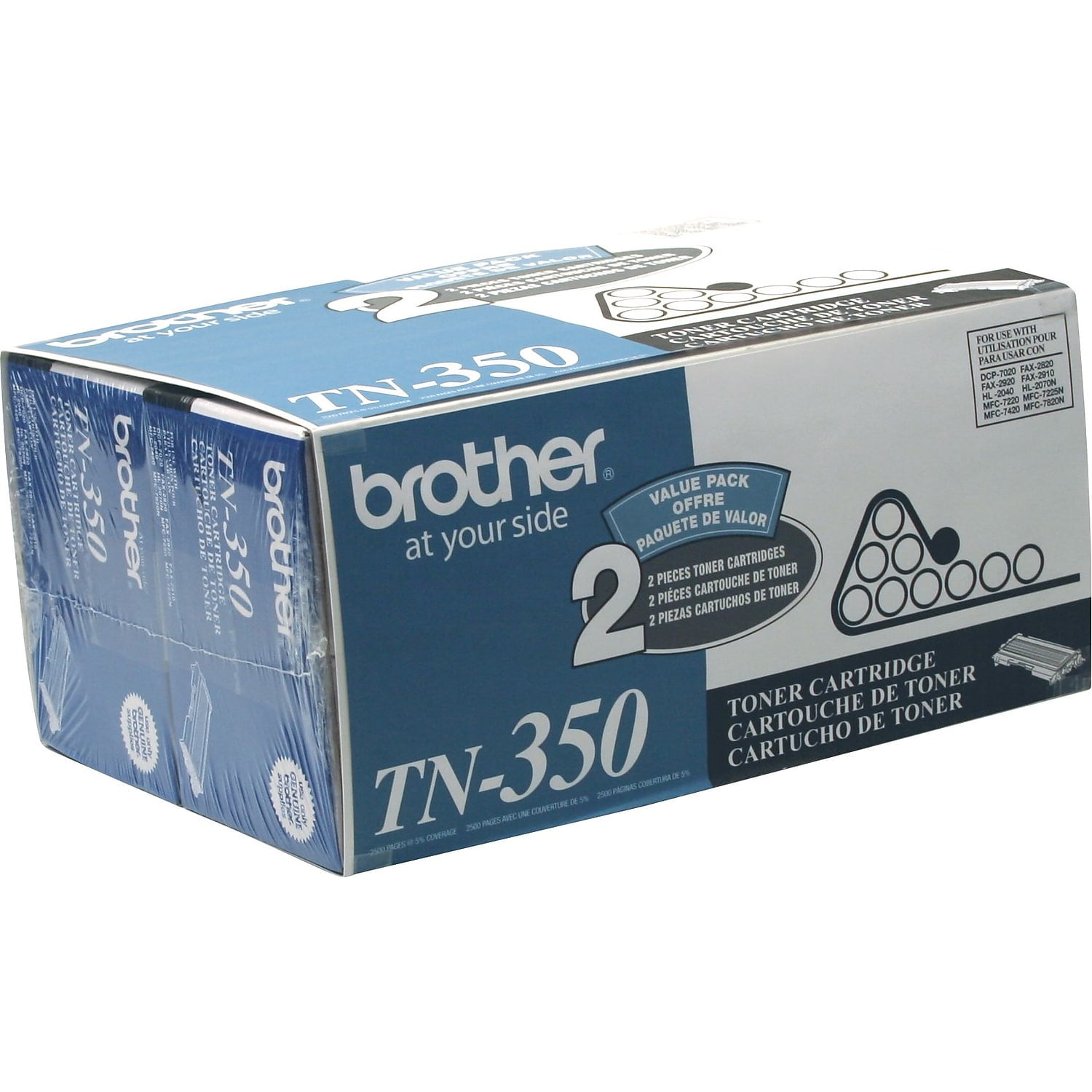Brother TN 350 Black Toner Cartridges 2/Pack TN3502PK