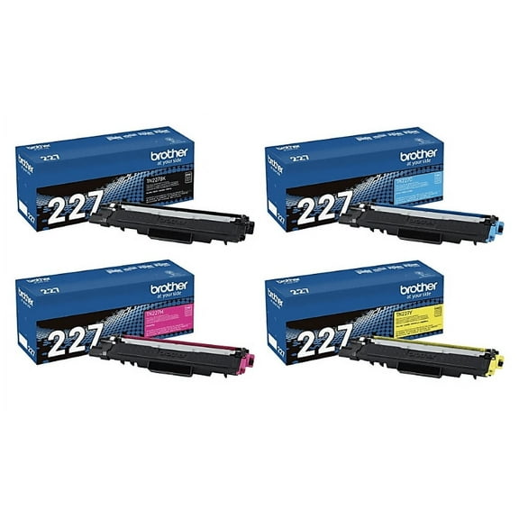 Brother TN227 Black Cyan Yellow Magenta Toner Set - 4PK (TN227BK, TN227C, TN227M, TN227Y)
