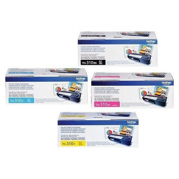 Brother TN310 Standard Yield Toner Cartridge Set, TN310BK, TN310C, TN310M, TN310Y
