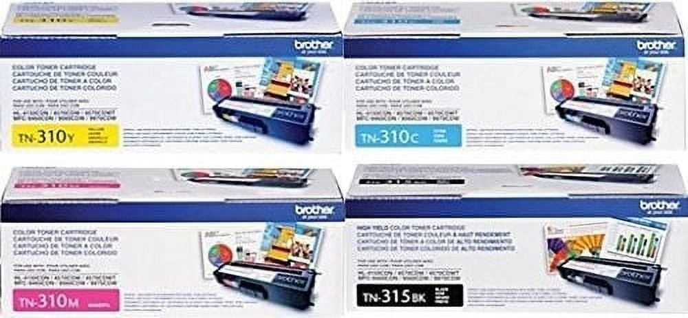 Brother TN315 High Yield Black and TN310 Standard Yield C/M/Y Color Toner Cartridge Set