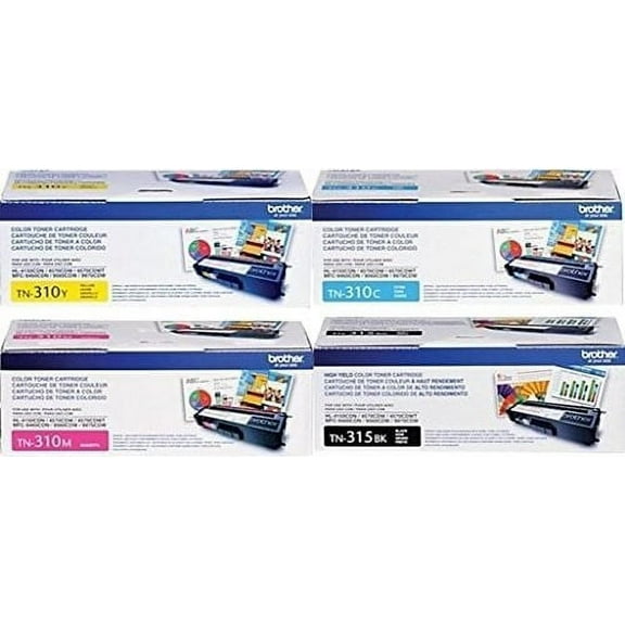 Brother TN315 High Yield Black and TN310 Standard Yield C/M/Y Color Toner Cartridge Set