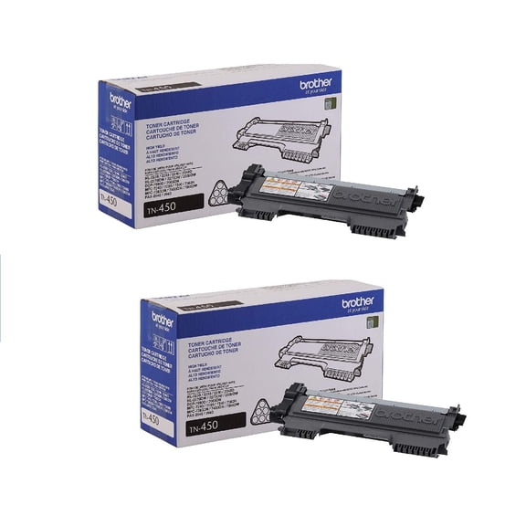 Brother TN450 High Yield Toner Cartridge - Retail Packaging - Black, 2-Pack