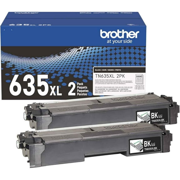 Brother Genuine TN635XL 2PK Twin Pack of High Yield Black Toner Cartridges