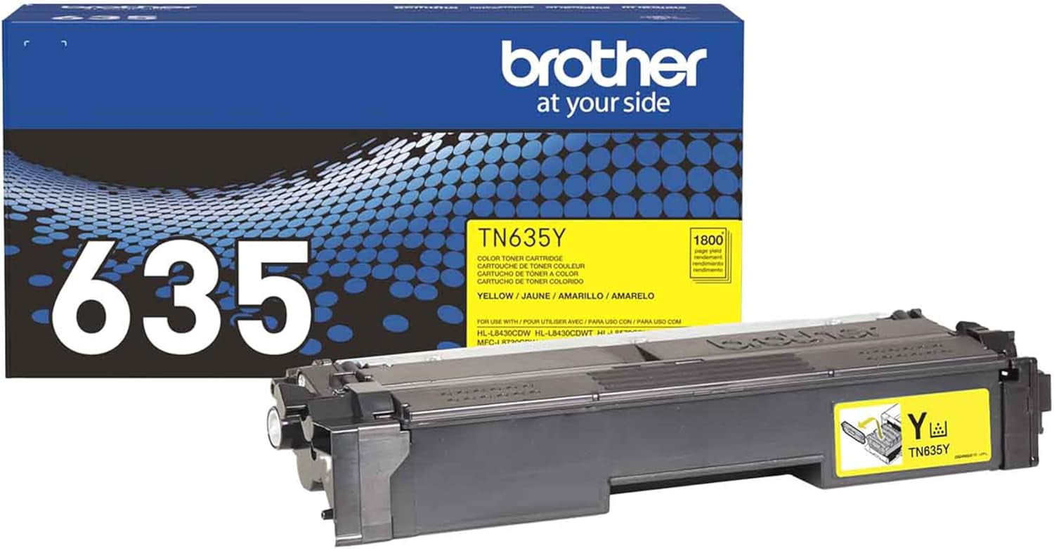 Brother Genuine TN635Y Standard Yield Yellow Toner Cartridge