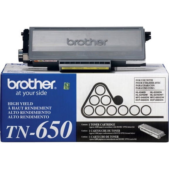Brother TN650 Original Toner Cartridge - Laser - 8000 Pages - Black - 1 Each | Bundle of 2 Each