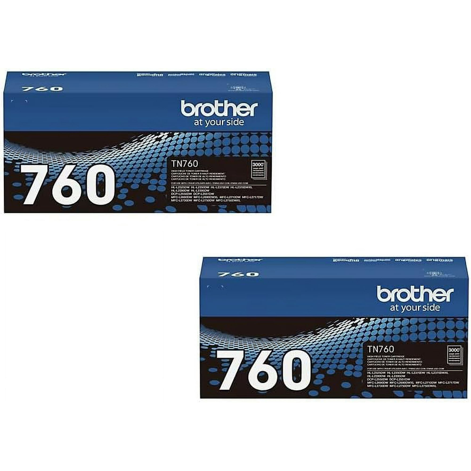 Brother (TN760) High Yield Toner Cartridge (3,000 Yield)-2 pack