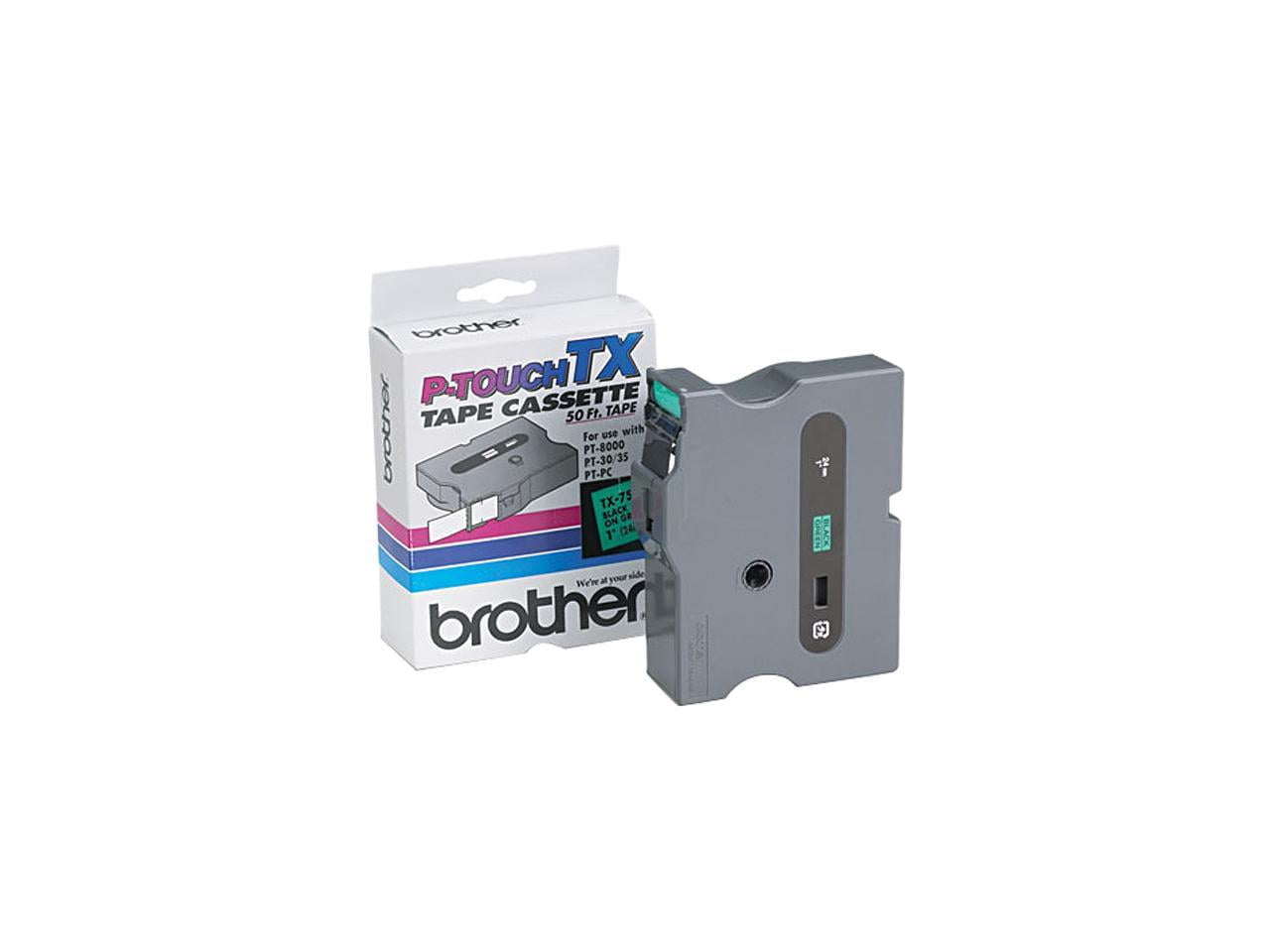 Brother TX7511 TX Tape Cartridge for PT-8000, PT-PC, PT-30/35, 1w, Black on Green