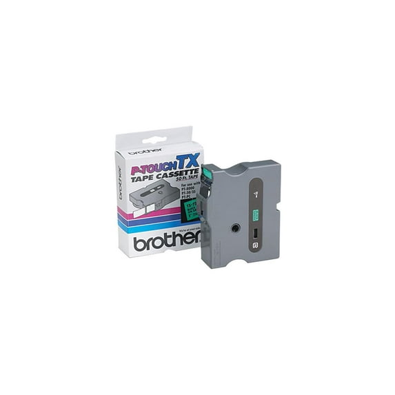 Brother TX7511 TX Tape Cartridge for PT-8000, PT-PC, PT-30/35, 1w, Black on Green