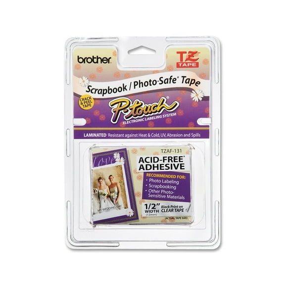 Brother TZE-AF131 Black on Clear Adhesive Tape