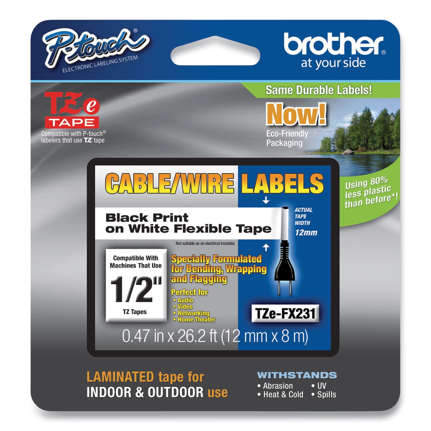 Brother Genuine P-touch TZE-FX231 Tape, 1/2