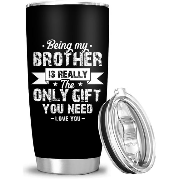 Brother Tumbler 20 oz with Lid, Gifts for Brother from Sisters, Brothers, Stainless Steel Insulated Travel Coffee Mug Congratulation Christmas Birthday Gifts for Men