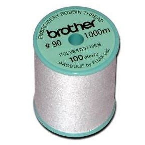 Brother White # 90 Weight Embroidery Bobbin Thread 1100 Yards Spool - 5 Spools EBTPE
