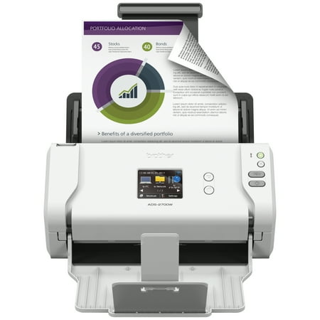 Brother - ADS-2700W Wireless High-Speed Duplex Desktop Color Document Scanner with Touchscreen LCD - White