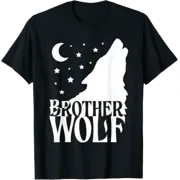 Brother Wolf Gift Matching Family Tribe Wolves Moon T-Shirt