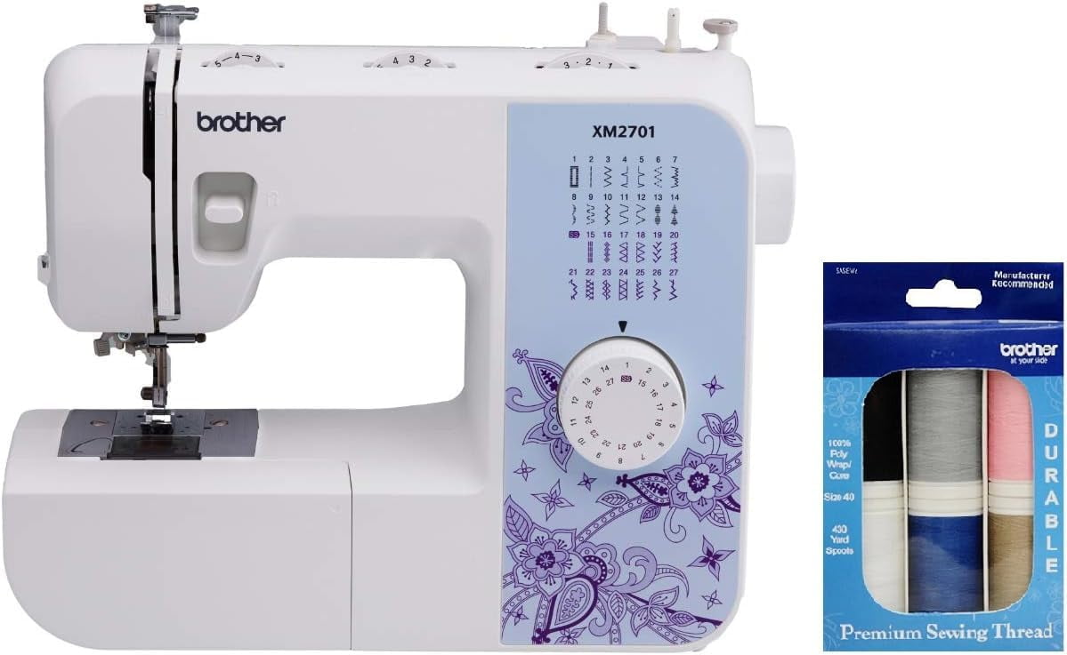 Brother XM2701 27Stitch Sewing Machine, Premium Sewing Thread 6Pack